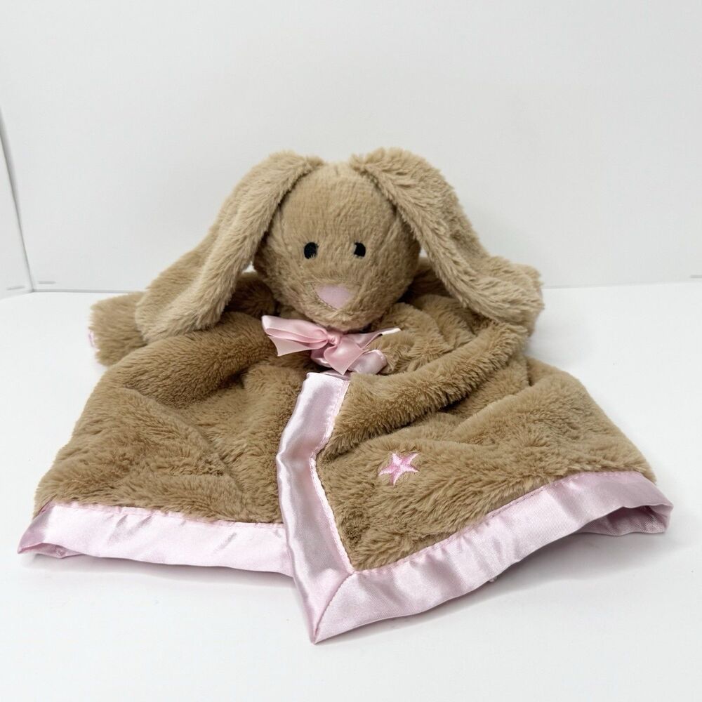 Scentsy Buddy Bria the Bunny Brown Pink Baby Plush Security Lovey Blanket Satin